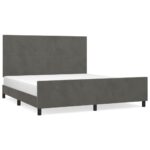 Bed Frame Dark Grey 152x203cm Queen Velvet