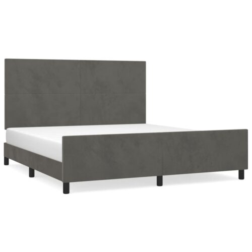 Bed Frame Dark Grey 152x203cm Queen Velvet