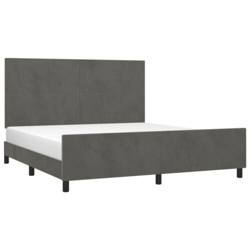 Bed Frame Dark Grey 152x203cm Queen Velvet - Image 3