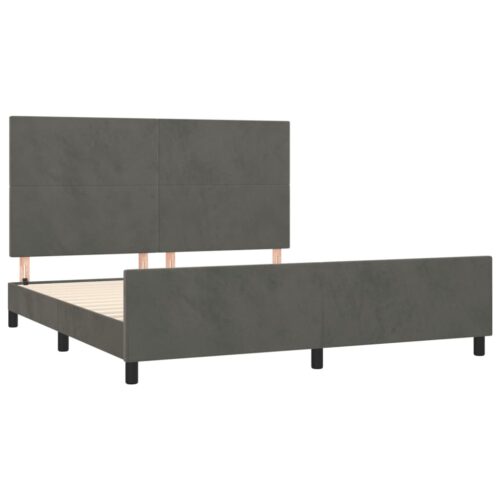 Bed Frame Dark Grey 152x203cm Queen Velvet - Image 4