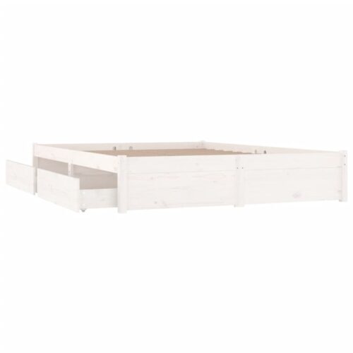 Bed Frame with Drawers White 135x190cm - Image 6