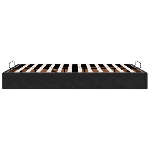 Ottoman Storage Bed Frame No Mattress Black Double Velvet - Image 8
