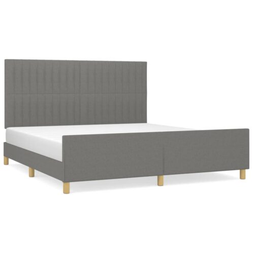 Bed Frame Dark Grey 152x203cm Queen Fabric