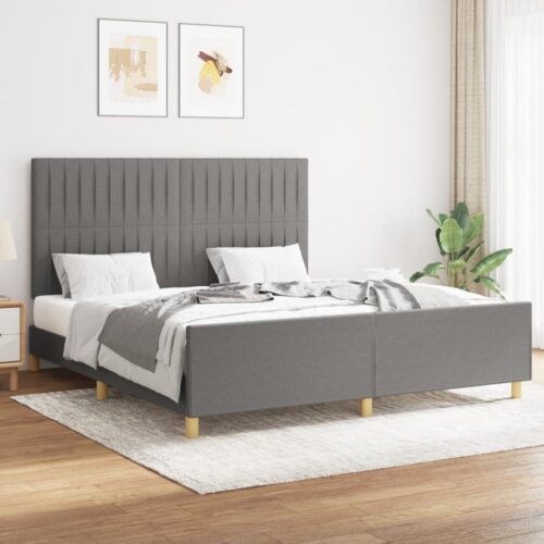 Bed Frame Dark Grey 152x203cm Queen Fabric - Image 2