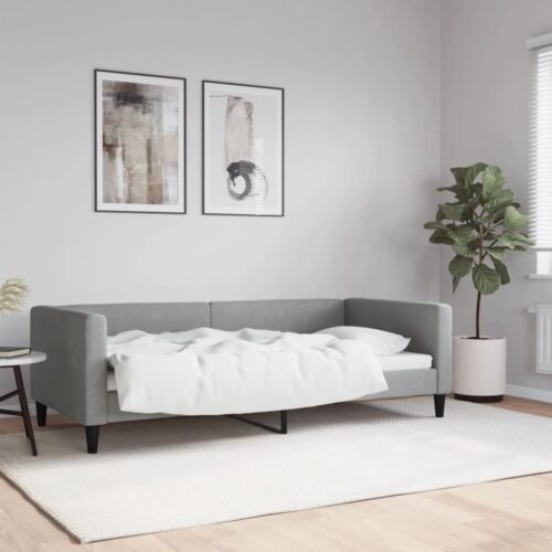 Day Bed Light Grey 90x190cm Fabric - Image 2