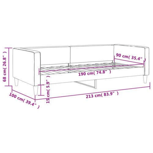 Day Bed Light Grey 90x190cm Fabric - Image 8