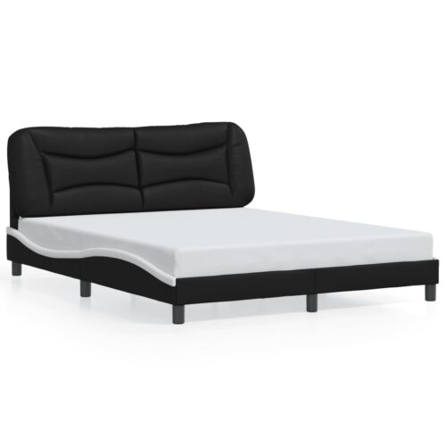 Bed Frame "Hvar" Black and White 152x203cm Queen Faux Leather - Image 13