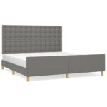 Bed Frame Dark Grey 152x203cm Queen Fabric