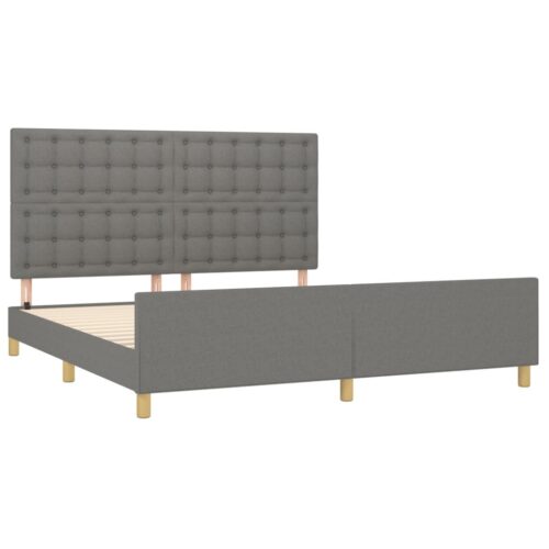 Bed Frame Dark Grey 152x203cm Queen Fabric - Image 4