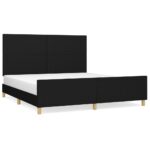 Bed Frame Black 152x203cm Queen Fabric