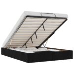 Ottoman Storage Bed Frame Black Queen Fabric
