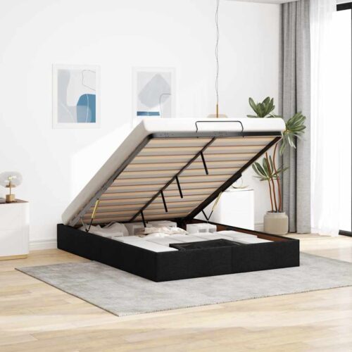 Ottoman Storage Bed Frame Black Queen Fabric - Image 2