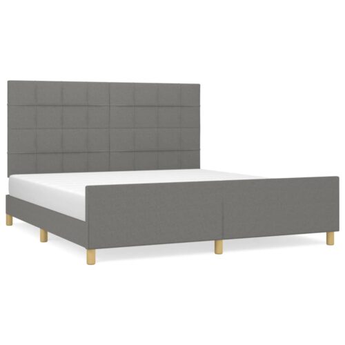 Bed Frame Dark Grey 152x203cm Queen Fabric