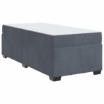 Velvet Bed Frame with Mattress Set Foam Base Platform Dark Grey Single 90x190cm