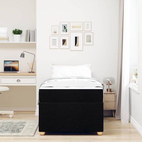 Bed Frame with Mattress Set Foam Fabric Base Platform Black Single Size 90x190cm - Image 5