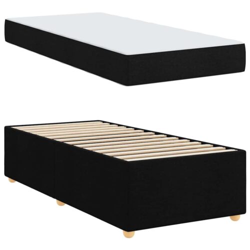 Bed Frame with Mattress Set Foam Fabric Base Platform Black Single Size 90x190cm - Image 6