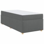 Bed Frame with Mattress Set Foam Fabric Base Platform Dark Grey Single 90x190cm