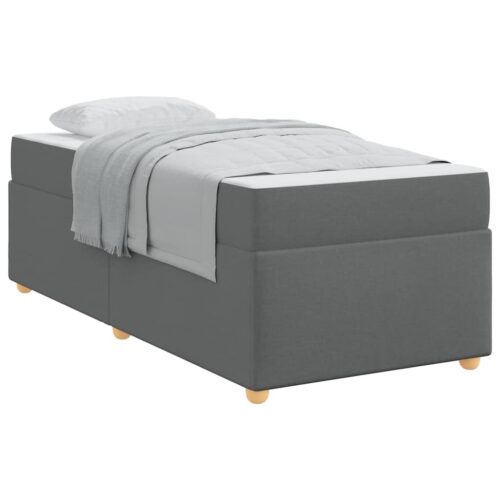 Bed Frame with Mattress Set Foam Fabric Base Platform Dark Grey Single 90x190cm - Image 3