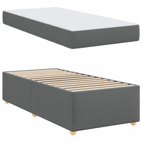 Bed Frame with Mattress Set Foam Fabric Base Platform Dark Grey Single 90x190cm - Image 6