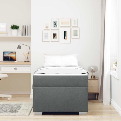Bed Frame Dark grey 90 x 190cm Fabric - Image 5