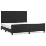 Bed Frame Black 152x203cm Queen Faux Leather