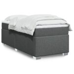 Bed Frame with Mattress Set Spring Box Base Dark Grey King Single Fabric