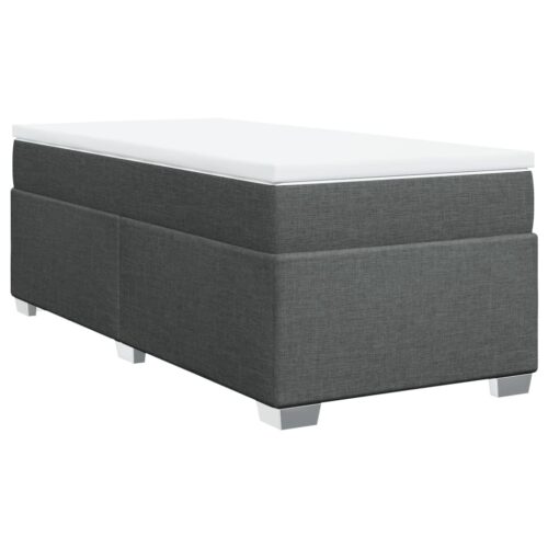 Bed Frame with Mattress Set Spring Box Base Dark Grey King Single Fabric - Image 3