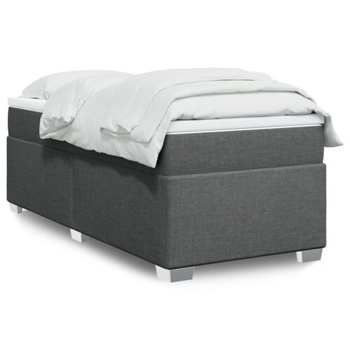 Bed Frame with Mattress Set Spring Box Base Dark Grey King Single Fabric - Image 13