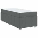 Bed Frame with Mattress Set Foam Fabric Base Platform Dark Grey Single 90x190cm