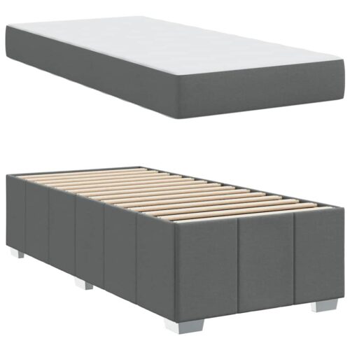 Bed Frame with Mattress Set Foam Fabric Base Platform Dark Grey Single 90x190cm - Image 6
