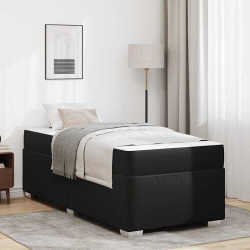 Bed Frame Black 90 x 190cm Faux leather - Image 2