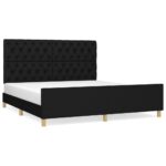 Bed Frame Black 152x203cm Queen Fabric
