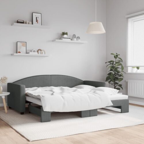Daybed with Trundle Dark Grey 90x190cm - Image 2