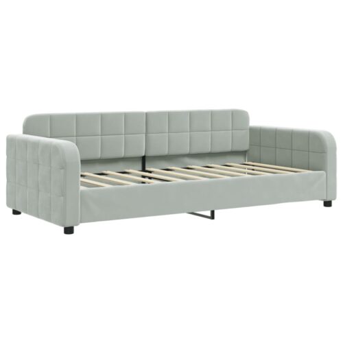 Day Bed Light Grey 90x190cm Velvet