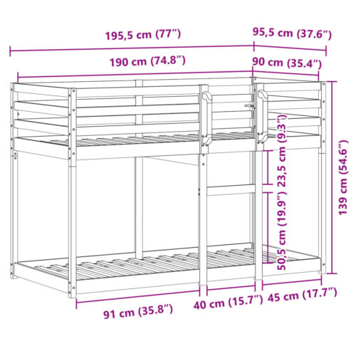 Bunk Bed 90x190cm Solid Wood Pine - Image 10