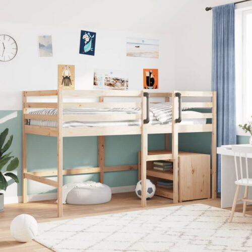 Kids Loft Bed 90x190cm Solid Wood Pine - Image 2