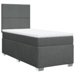 Bed Frame with Mattress Set Spring Box Base Dark Grey King Single Fabric
