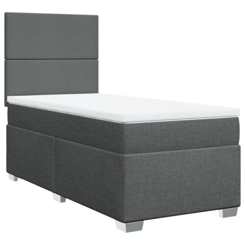 Bed Frame with Mattress Set Spring Box Base Dark Grey King Single Fabric - Image 3