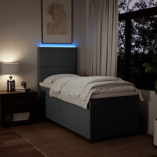 Bed Frame with Mattress Set Spring Box Base Dark Grey King Single Fabric - Image 5