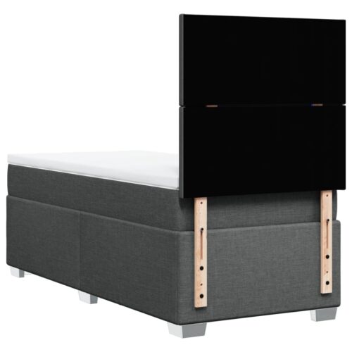 Bed Frame with Mattress Set Spring Box Base Dark Grey King Single Fabric - Image 8