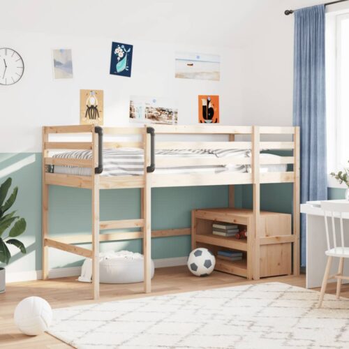 Kids Loft Bed 92x187cm Single Solid Wood Pine - Image 2