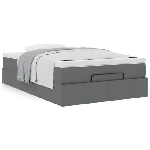 Storage Bed Frame with Mattress Set Lift Base Dark Grey Super Single Fabric