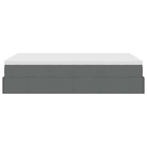 Storage Bed Frame with Mattress Set Lift Base Dark Grey Super Single Fabric - Image 9