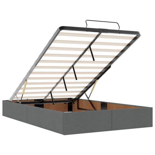 Storage Bed Frame with Mattress Set Lift Base Dark Grey Super Single Fabric - Image 11