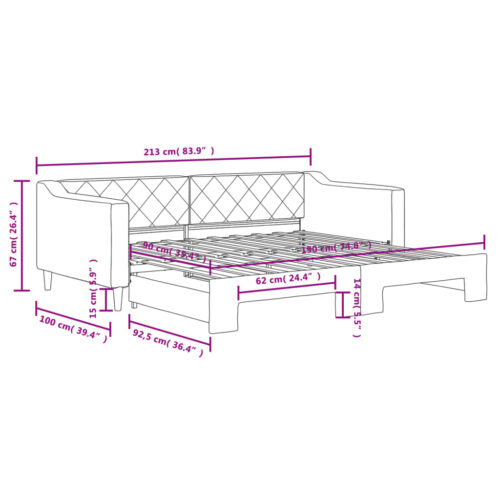 Daybed with Trundle Dark Grey 90x190cm - Image 11