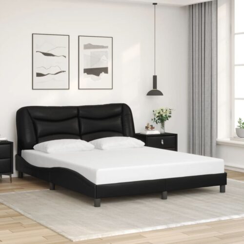 Bed Frame with LED "Hvar" Black 152x203cm Queen - Image 4