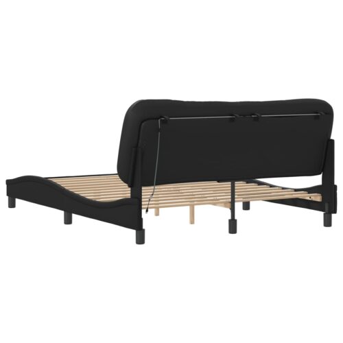 Bed Frame with LED "Hvar" Black 152x203cm Queen - Image 8