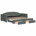 Daybed with Trundle&Drawers Dark Grey 90x190cm