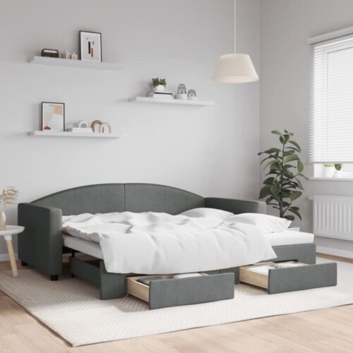 Daybed with Trundle&Drawers Dark Grey 90x190cm - Image 2