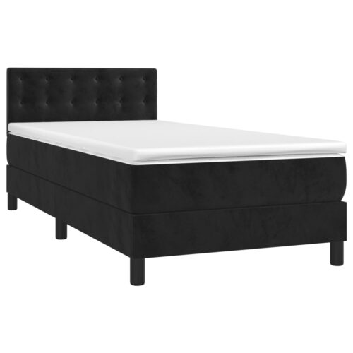 Bed Frame with Mattress Set Spring Base Black 106x203cm King Single Size Velvet